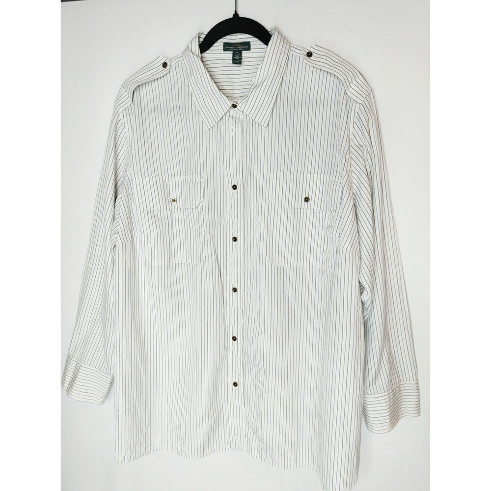 LRL Lauren Jeans Women's Cotton Striped Long Sleeve Button-Down Shirt Size 3X